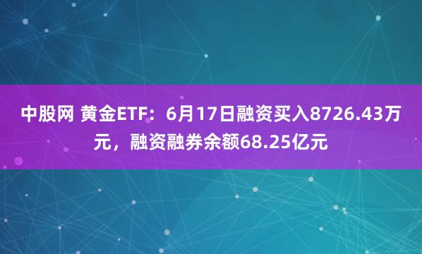 中股网 黄金ETF：6月17日融资买入8726.43万元，融资融券余额68.25亿元