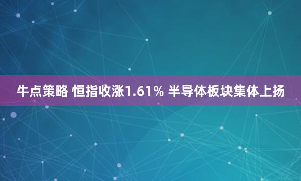 牛点策略 恒指收涨1.61% 半导体板块集体上扬
