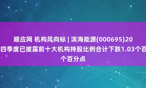 顺应网 机构风向标 | 滨海能源(000695)2024年四季度已披露前十大机构持股比例合计下跌1.03个百分点