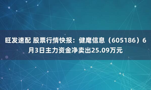 旺发速配 股票行情快报：健麾信息（605186）6月3日主力资金净卖出25.09万元